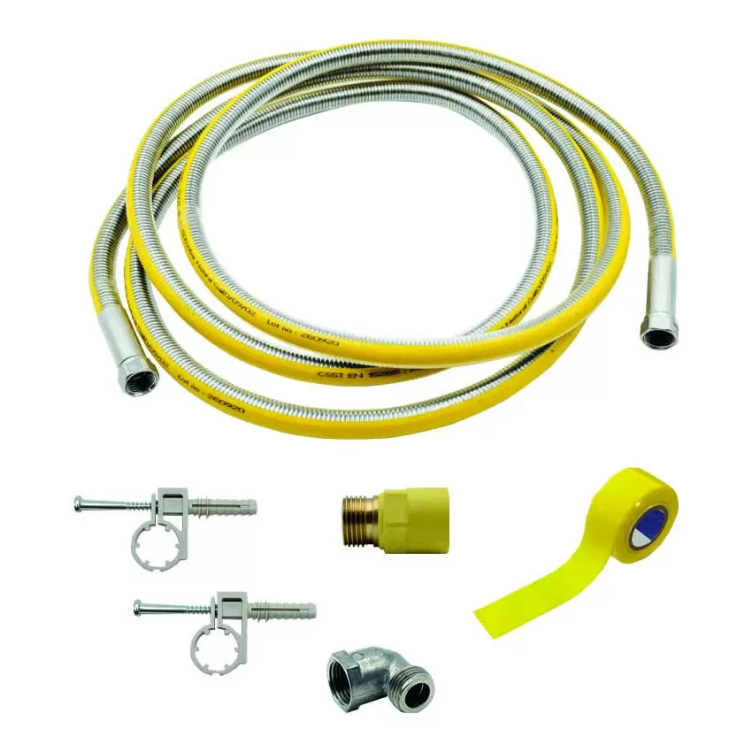 KIT GAS LINK PIù CON TUBO CORRUGATO FORMABILE CSST RACCORDATO PER ALLACCIAMENTO IMPIANTI GAS