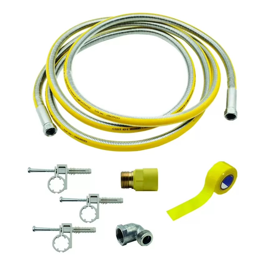 KIT GAS LINK PIù CON TUBO CORRUGATO FORMABILE CSST RACCORDATO PER ALLACCIAMENTO IMPIANTI GAS