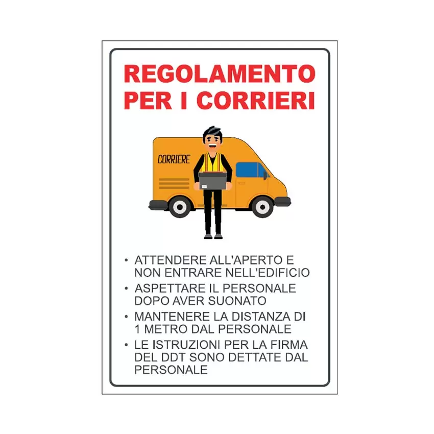 CARTELLO ALLUMINIO DISTANZA-CORRIERI